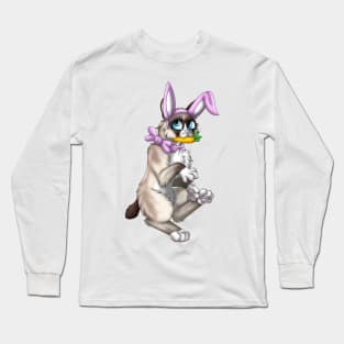 Bobtail BunnyCat: Snowshoe Point (Pink) Long Sleeve T-Shirt